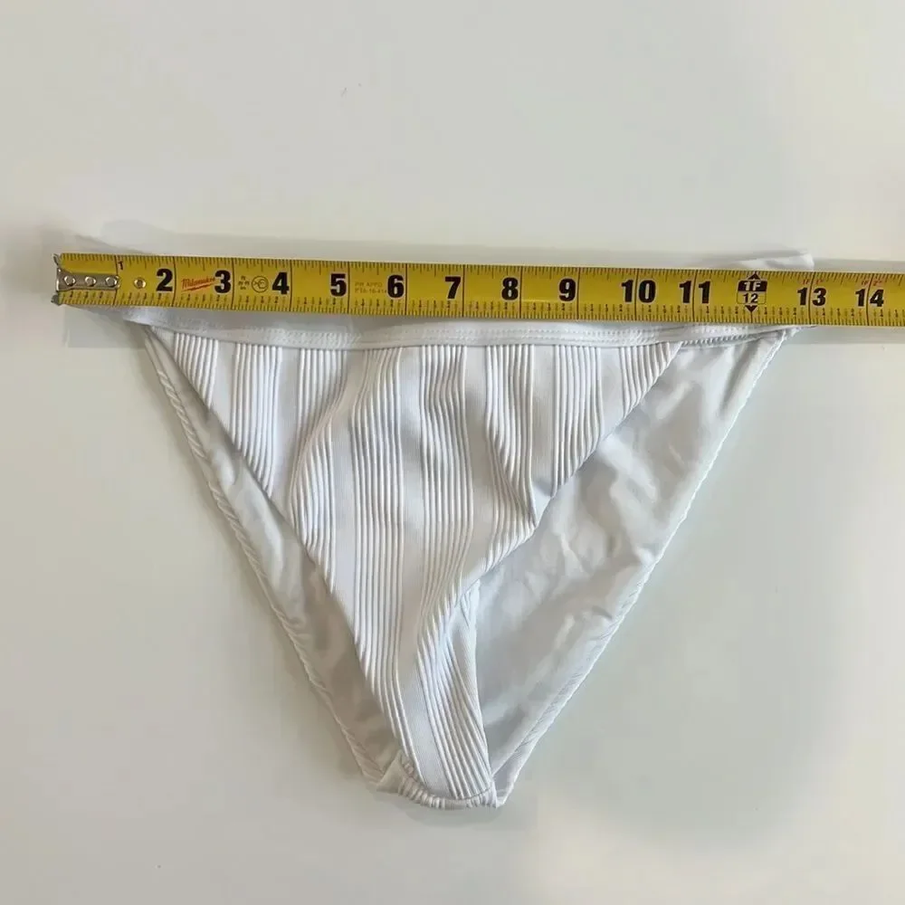 New VYB Standard Maya Vintage High Waist Swimsuit Bikini Bottom Medium WHITE